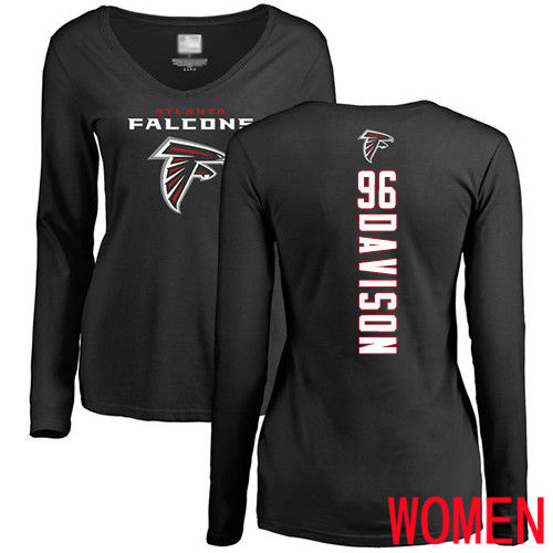 Atlanta Falcons Black Women Tyeler Davison Backer NFL Football #96 Long Sleeve T Shirt